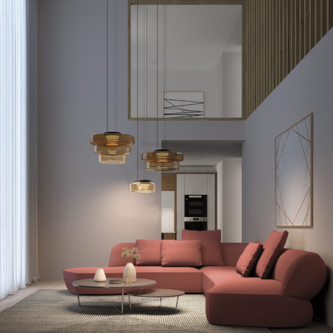 Modern Bauhaus Glass Pendant Light with Adjustable Suspension