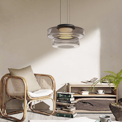 Modern Bauhaus Glass Pendant Light with Adjustable Suspension