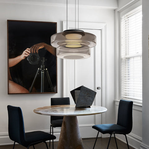 Modern Bauhaus Glass Pendant Light with Adjustable Suspension