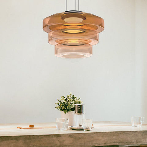 Modern Bauhaus Glass Pendant Light with Adjustable Suspension