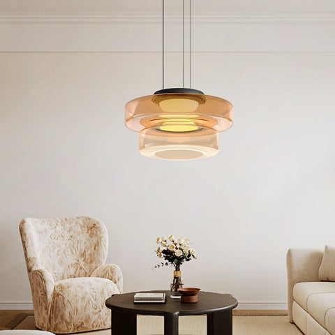 Modern Bauhaus Glass Pendant Light with Adjustable Suspension