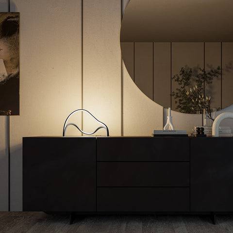 Sculptural Brass LED Table Lamp with Organic Wave Design and Warm White Light