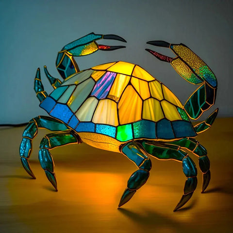 Stained Glass Mosaic Animal Accent Lamp with Sculptural Design