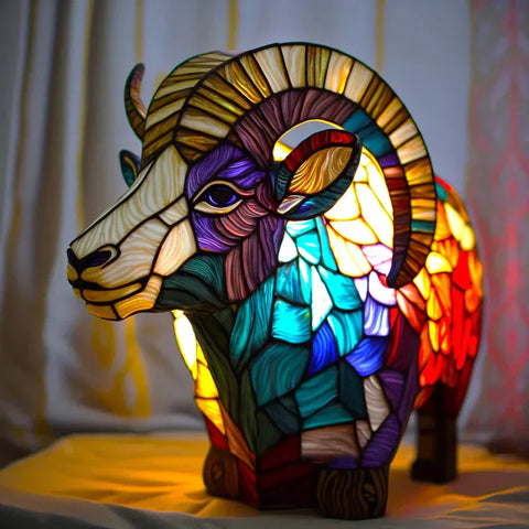 Stained Glass Mosaic Animal Accent Lamp with Sculptural Design