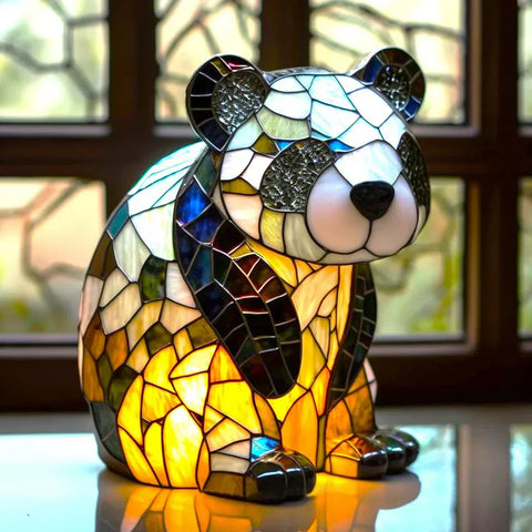 Stained Glass Mosaic Animal Accent Lamp with Sculptural Design