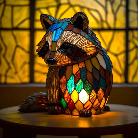 Stained Glass Mosaic Animal Accent Lamp with Sculptural Design