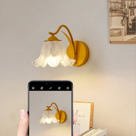 Wall Light with Flower Form and Fluted Acrylic Shade