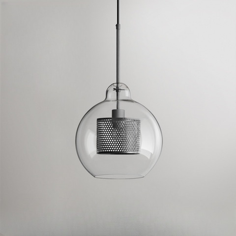 Glass Globe Cage Pendant Light for Kitchen Island and Dining Room
