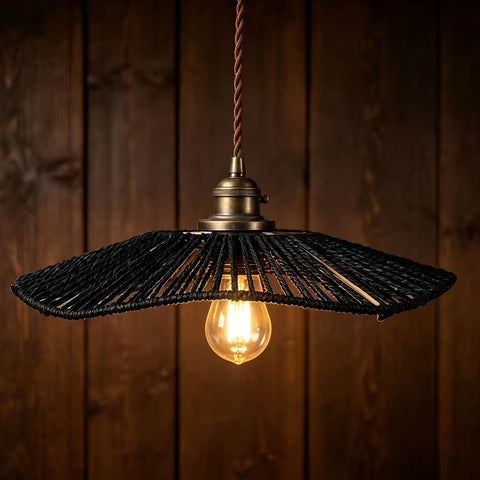Woven Natural Fiber Pendant Light