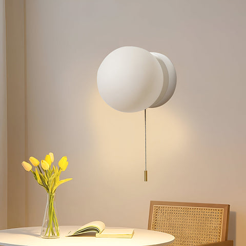 Wall Light with Pull Cord and Frosted Globe Shade