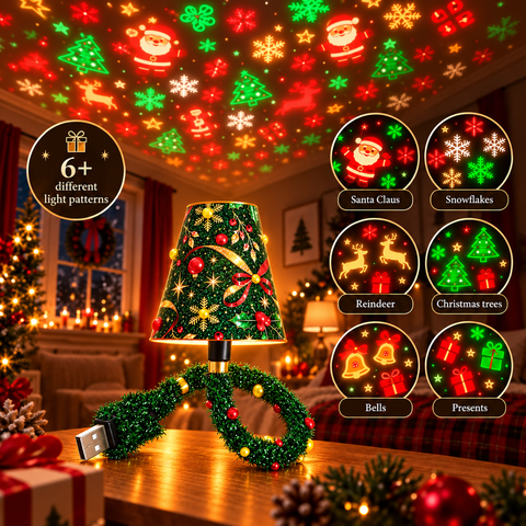 USB Christmas Table Lamp with Festive Decorative Shade for Seasonal Home Lighting