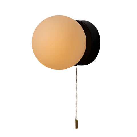 Wall Light with Pull Cord and Frosted Globe Shade