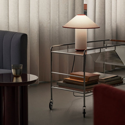 Fabric Shade Table Lamp with Minimalist Cylindrical Base for Indoor Spaces