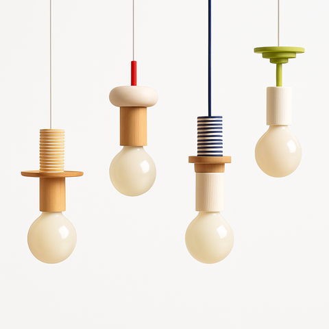 Geometric Wood Pendant Light for Kitchen and Dining Room Lighting