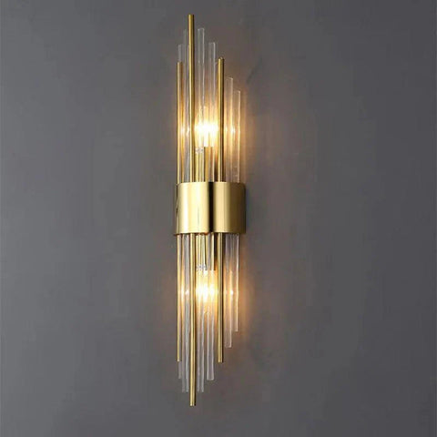 Crystal Glass Wall Light with Stainless Steel Frame and Decorative Vertical Design