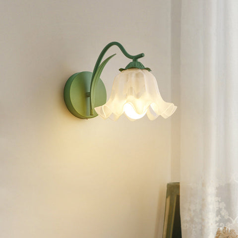 Wall Light with Flower Form and Fluted Acrylic Shade