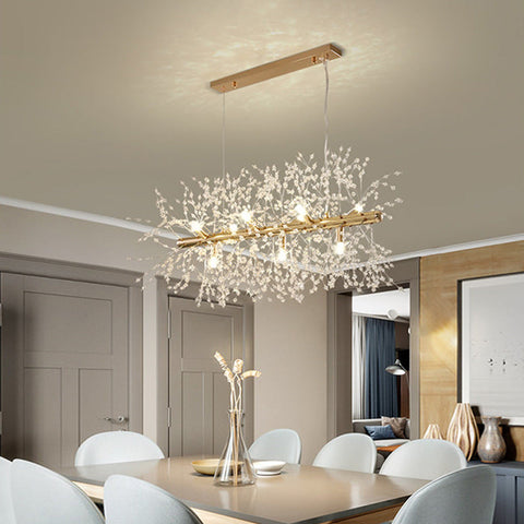 Branching Crystal Chandelier for Dining and Living Room Lighting