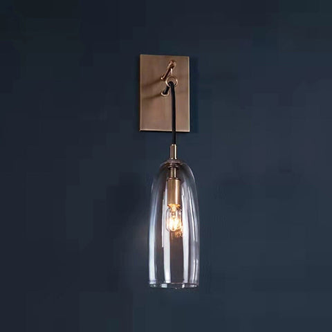 Wall Light with Copper Finish and Suspended Glass Shade