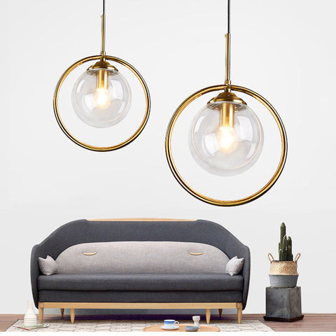 Glass Globe Ring Pendant Light for Dining and Living Room Lighting