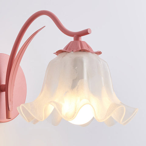 Wall Light with Flower Form and Fluted Acrylic Shade