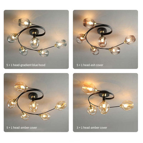 Glass Globe LED Flush Mount Ceiling Light for Dining Room Lighting