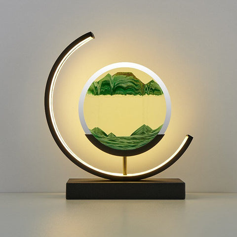 Rotating LED Sand Art Table Lamp with Touch Control and Adjustable Lighting