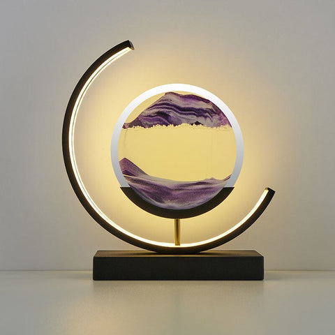 Rotating LED Sand Art Table Lamp with Touch Control and Adjustable Lighting