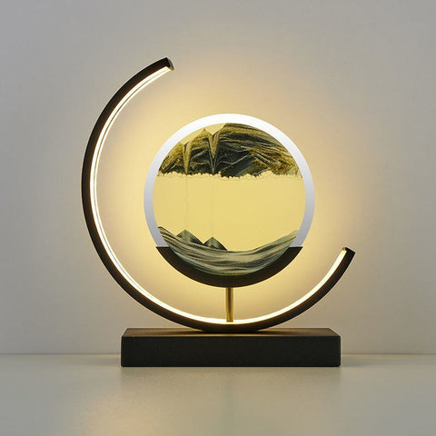 Rotating LED Sand Art Table Lamp with Touch Control and Adjustable Lighting
