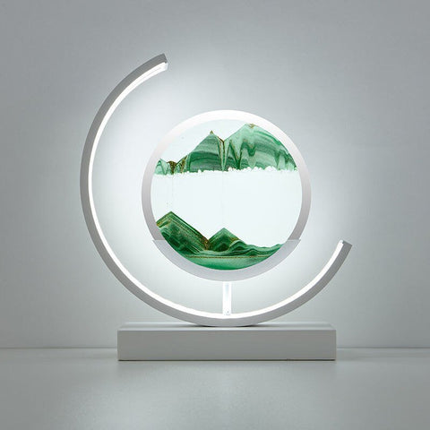 Rotating LED Sand Art Table Lamp with Touch Control and Adjustable Lighting