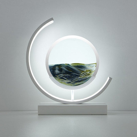 Rotating LED Sand Art Table Lamp with Touch Control and Adjustable Lighting