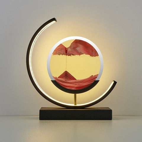 Rotating LED Sand Art Table Lamp with Touch Control and Adjustable Lighting
