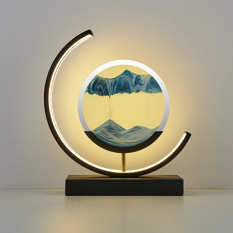 Rotating LED Sand Art Table Lamp with Touch Control and Adjustable Lighting