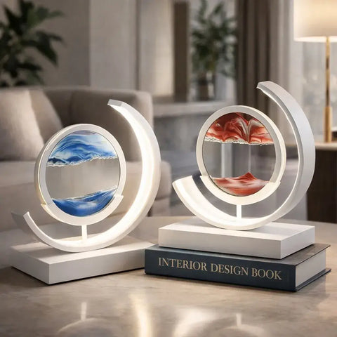 Rotating LED Sand Art Table Lamp with Touch Control and Adjustable Lighting