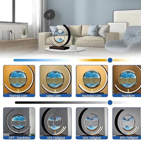 Rotating LED Sand Art Table Lamp with Touch Control and Adjustable Lighting