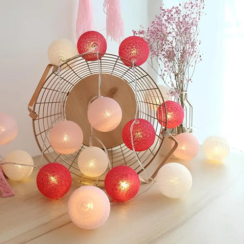 Cotton Ball String Lights with Length and Color Options