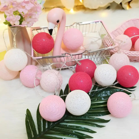 Cotton Ball String Lights with Length and Color Options