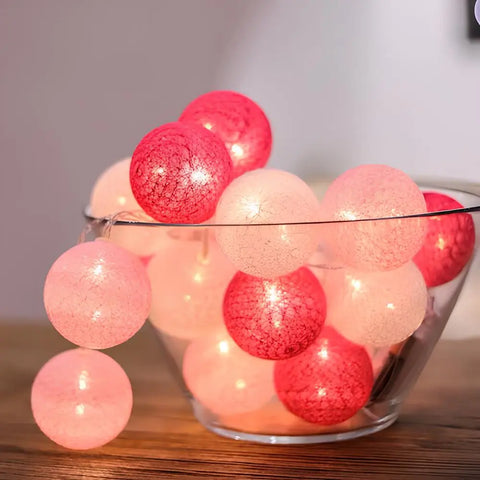 Cotton Ball String Lights with Length and Color Options