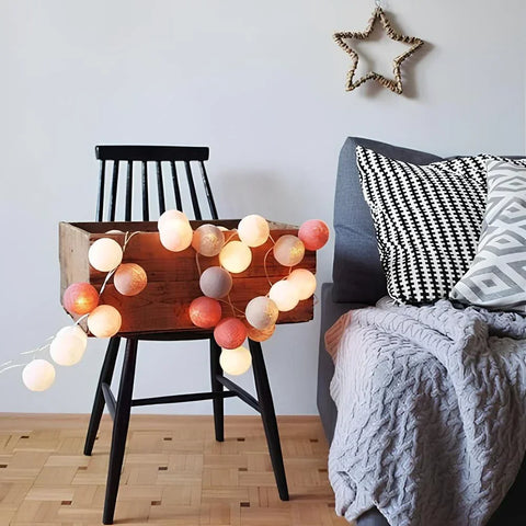 Cotton Ball String Lights with Length and Color Options