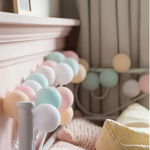 Cotton Ball String Lights with Length and Color Options