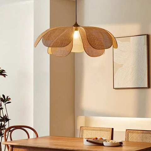 Floral Rattan Pendant Light for Bohemian Dining and Living Rooms