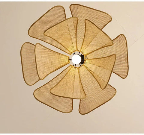 Floral Rattan Pendant Light for Bohemian Dining and Living Rooms
