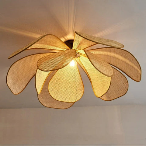 Floral Rattan Pendant Light for Bohemian Dining and Living Rooms