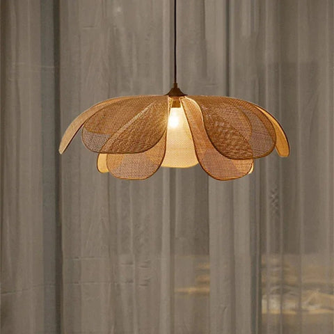 Floral Rattan Pendant Light for Bohemian Dining and Living Rooms