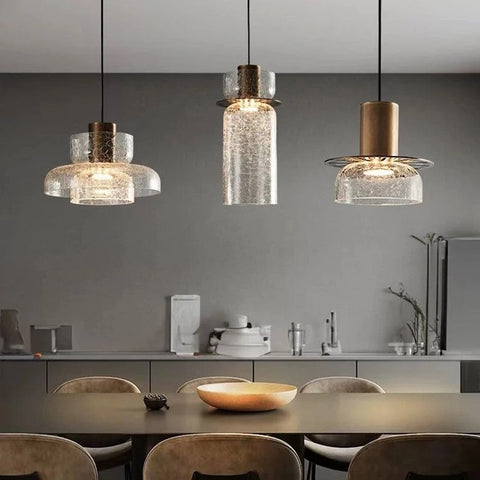 Crackled Glass Pendant Light for Kitchen Islands and Dining Rooms