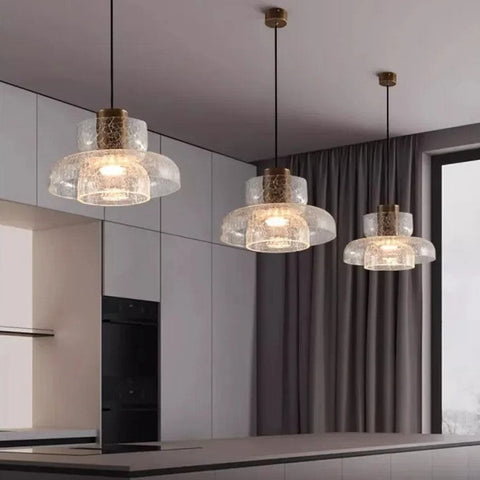 Crackled Glass Pendant Light for Kitchen Islands and Dining Rooms