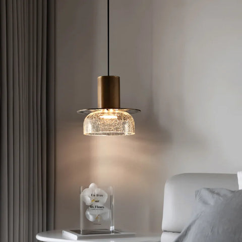 Crackled Glass Pendant Light for Kitchen Islands and Dining Rooms