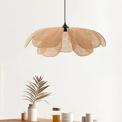 Floral Rattan Pendant Light for Bohemian Dining and Living Rooms