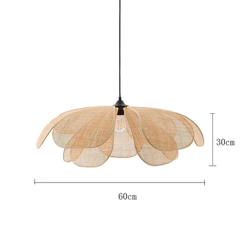 Floral Rattan Pendant Light for Bohemian Dining and Living Rooms