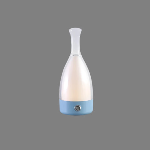 Bottle-Shaped Rechargeable LED Table Lamp with Transparent Glass-Style Shade and Colorful Base