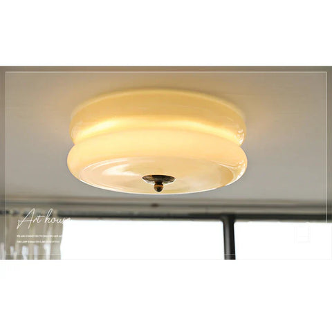 Modern Bauhaus LED Ceiling Light with Dimmable Glass Shade for Home